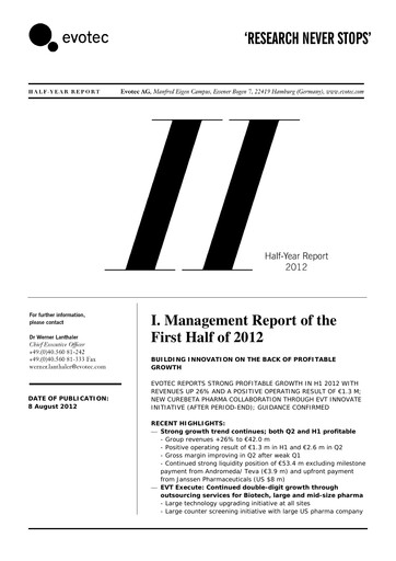 Miniature Evotec Rapport semestriel 2012-h1