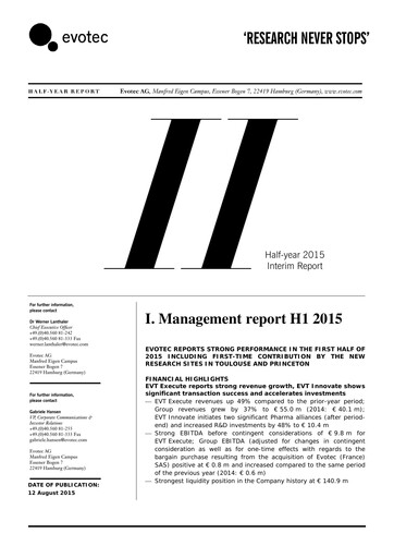 Miniature Evotec Rapport semestriel 2015-h1