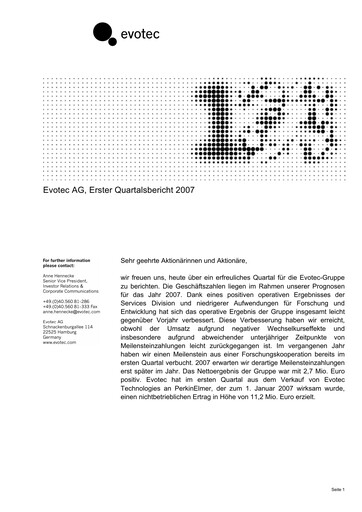 Thumbnail Evotec Quarterly Report 2007-q1