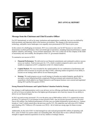Miniature ICF International Rapport annuel 2013