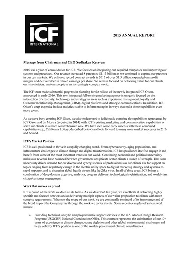 Miniature ICF International Rapport annuel 2015