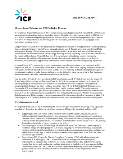 Miniature ICF International Rapport annuel 2016