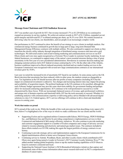 Miniature ICF International Rapport annuel 2017