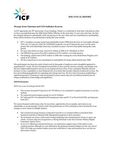 Miniature ICF International Rapport annuel 2018