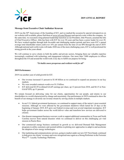 Miniature ICF International Rapport annuel 2019