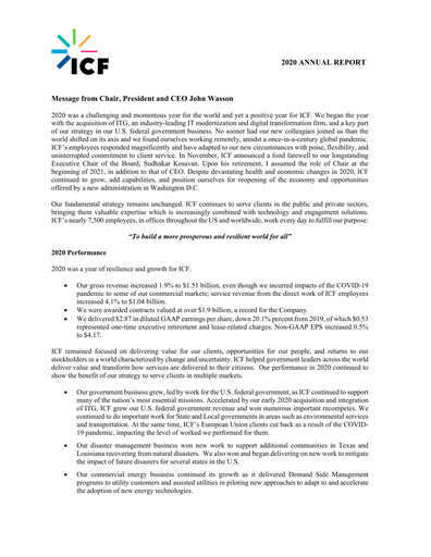 Miniature ICF International Rapport annuel 2020
