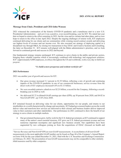 Miniature ICF International Rapport annuel 2021