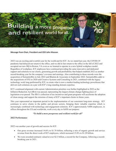 Miniature ICF International Rapport annuel 2022