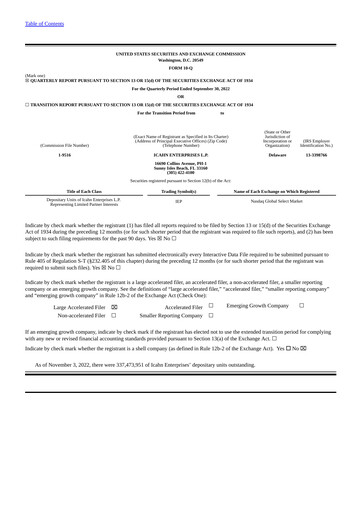 Thumbnail Icahn Enterprises
 Quarterly Report 2022-q3