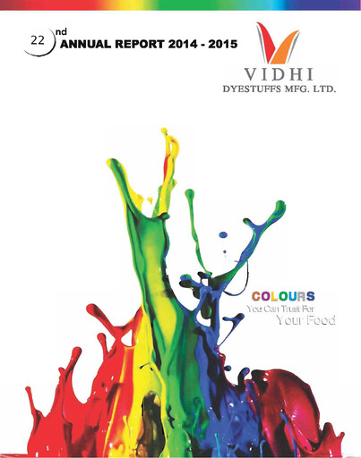 Thumbnail Vidhi Specialty Food
 Annual Report 2014-2015