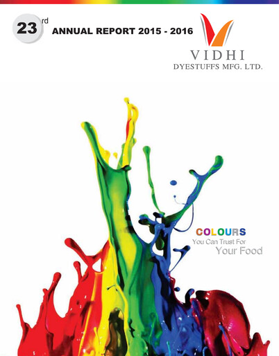 Thumbnail Vidhi Specialty Food
 Annual Report 2015-2016