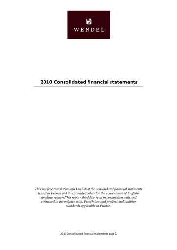 Thumbnail Wendel Financial Statement 2010