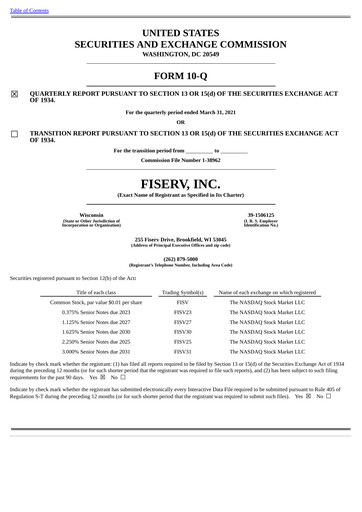 Miniature Fiserv Rapport trimestriel 2021-q1