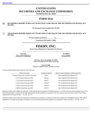 Miniature Fiserv Rapport trimestriel 2022-q2