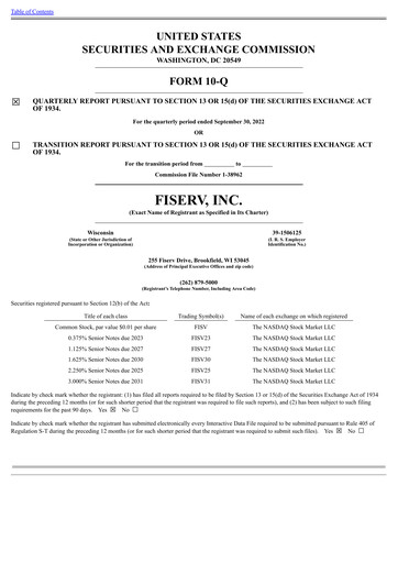 Miniature Fiserv Rapport trimestriel 2022-q3