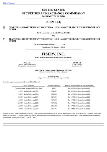 Miniature Fiserv Rapport trimestriel 2026-q1