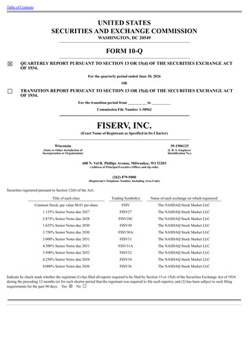 Miniature Fiserv Rapport trimestriel 2026-q2