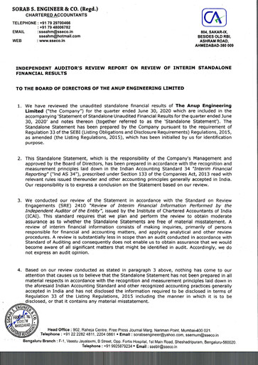 Thumbnail Anup Engineering
 Quarterly Report 2020-q1