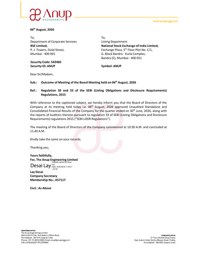 Thumbnail Anup Engineering
 Quarterly Report 2026-q1