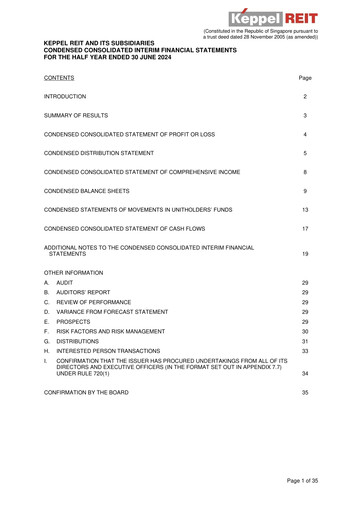 Thumbnail Keppel REIT
 Half-year Report 2024-h1