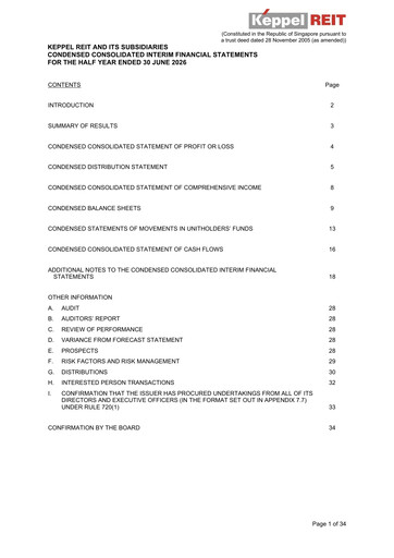 Thumbnail Keppel REIT
 Half-year Report 2026-h1