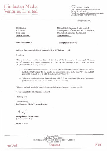 Thumbnail Hindustan Media Ventures Quarterly Report 2023-q3