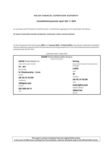 Thumbnail KGHM Polska Miedź
 Quarterly Report 2025-q1