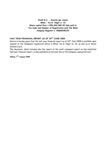 Thumbnail Pirelli
 Half-year Report 2009-h1