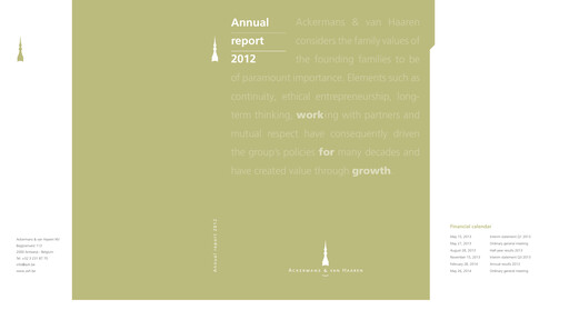 Thumbnail Ackermans & Van Haaren Annual Report 2012