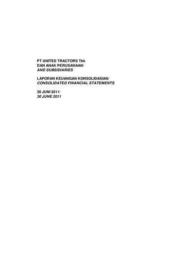 Thumbnail United Tractors
 Half-year Report 2011-h1