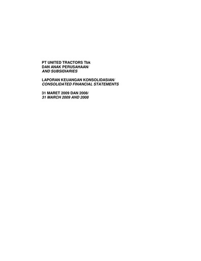 Thumbnail United Tractors
 Quarterly Report 2009-q1