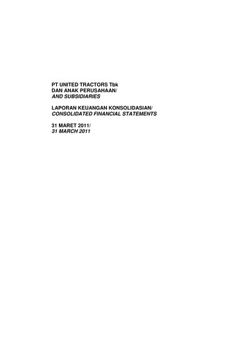 Thumbnail United Tractors
 Quarterly Report 2011-q1
