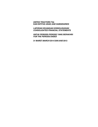 Thumbnail United Tractors
 Quarterly Report 2014-q1