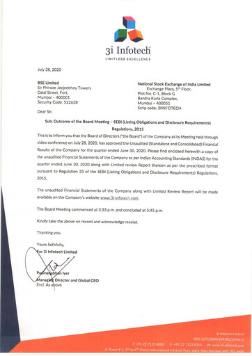 Miniature 3i Infotech
 Rapport trimestriel 2020-q1