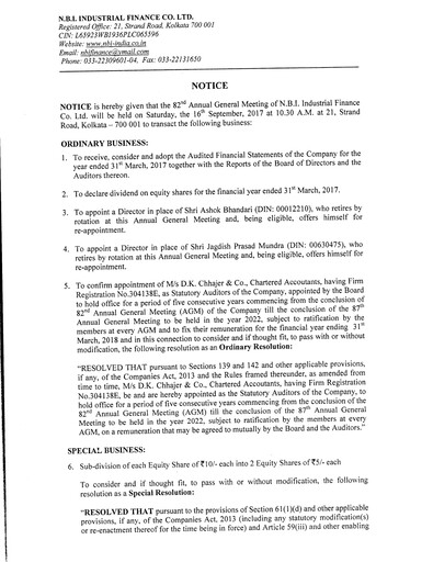 Thumbnail N.B.I. Industrial Finance Annual Report 2016-2017