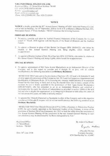 Thumbnail N.B.I. Industrial Finance Annual Report 2017-2018