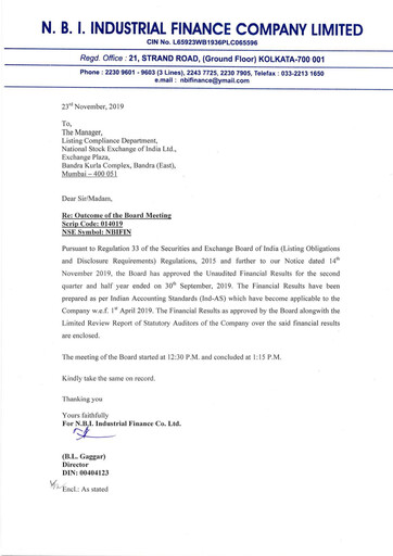 Thumbnail N.B.I. Industrial Finance Quarterly Report 2019-q2