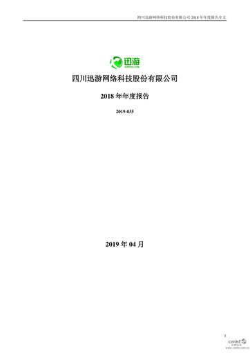 Miniature Sichuan Xunyou Network Technology Rapport annuel 2018