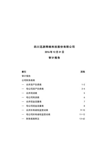 Miniature Sichuan Xunyou Network Technology Bilan financier 2016