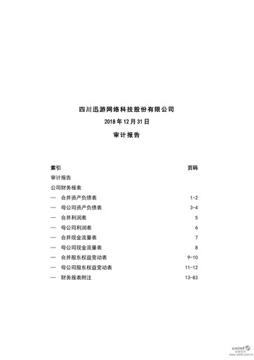 Miniature Sichuan Xunyou Network Technology Bilan financier 2018