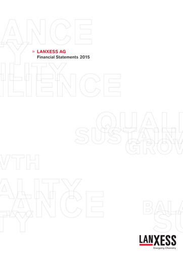 Thumbnail Lanxess Financial Statement 2015
