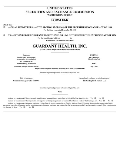 Thumbnail Guardant Health
 Annual Report 2018