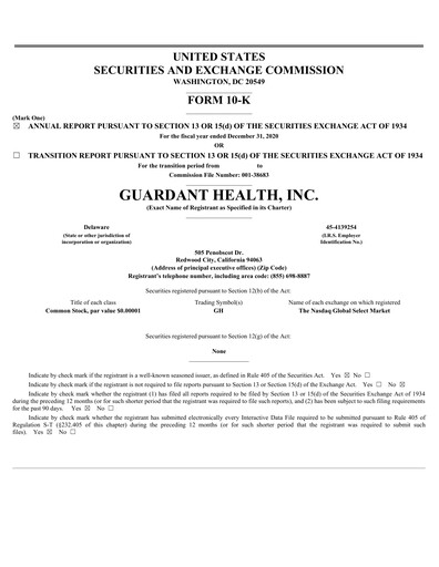 Thumbnail Guardant Health
 Annual Report 2020
