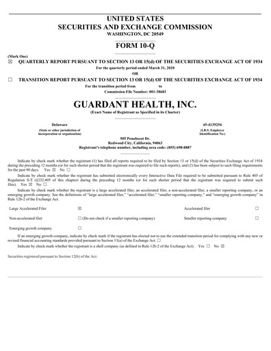 Miniature Guardant Health
 Rapport trimestriel 2020-q1