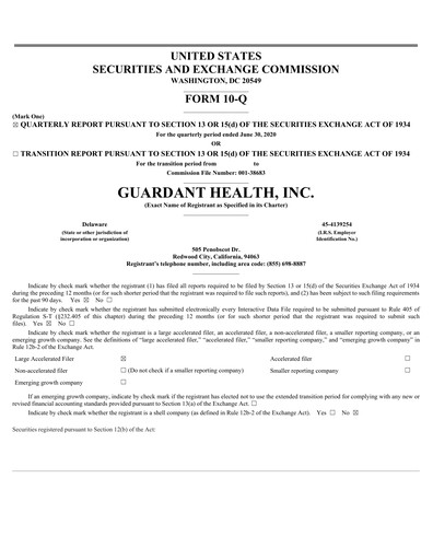 Miniature Guardant Health
 Rapport trimestriel 2020-q2