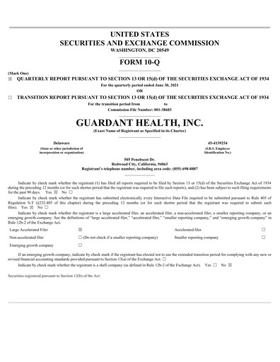 Miniature Guardant Health
 Rapport trimestriel 2021-q2