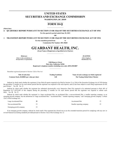 Miniature Guardant Health
 Rapport trimestriel 2023-q2