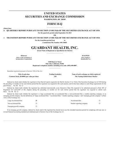 Miniature Guardant Health
 Rapport trimestriel 2023-q3