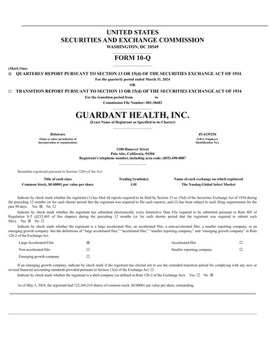 Miniature Guardant Health
 Rapport trimestriel 2024-q1