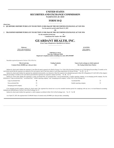 Miniature Guardant Health
 Rapport trimestriel 2025-q1